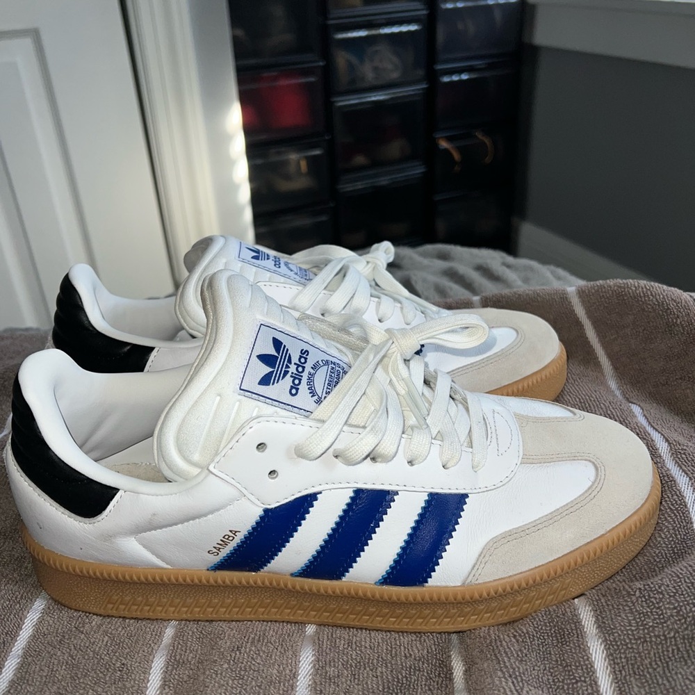 Adidas Samba White and Navy Sneakers
